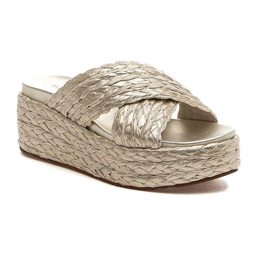 Women's J-Slides Woven Platform Sandals - Gold - 7.5